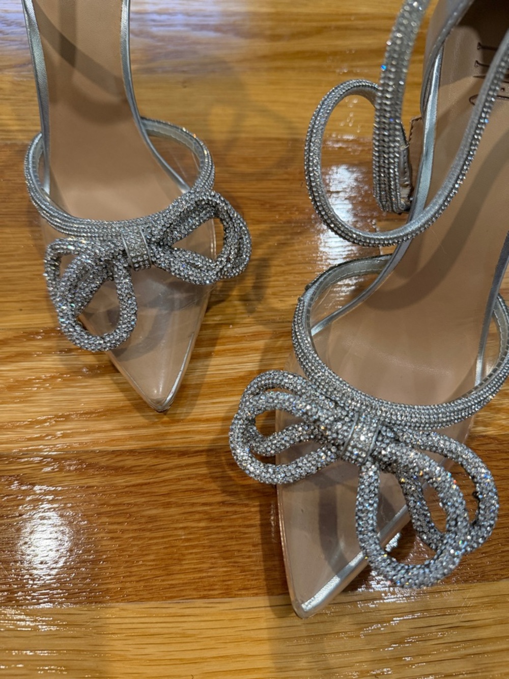 Silver Rhinestone Bow Accent Heels - Picture 10 of 10